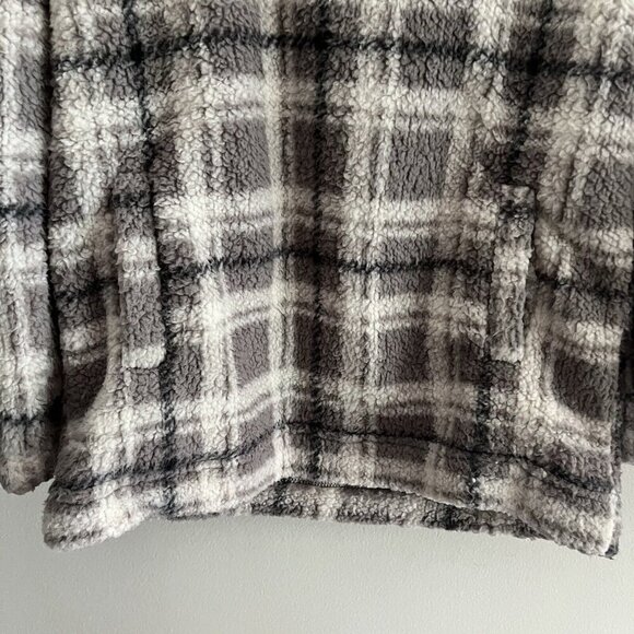 Koolaburra By UGG Women S Irish Cream Plaid Brushed Back Sherpa Hoodie Pullover - Picture 3 of 11